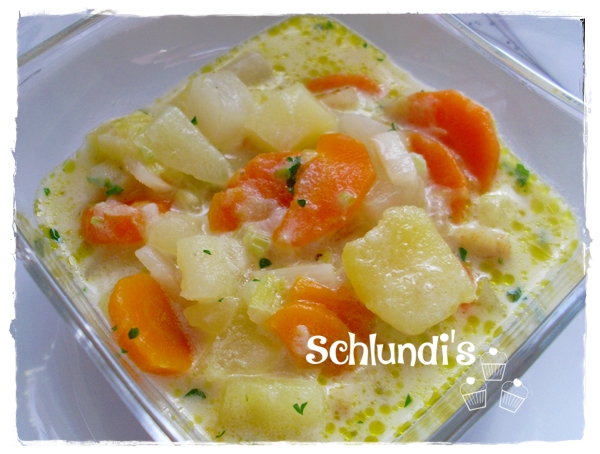 Käse-Gemüse-Suppe (Herbstsuppe-Schietwettersuppe)